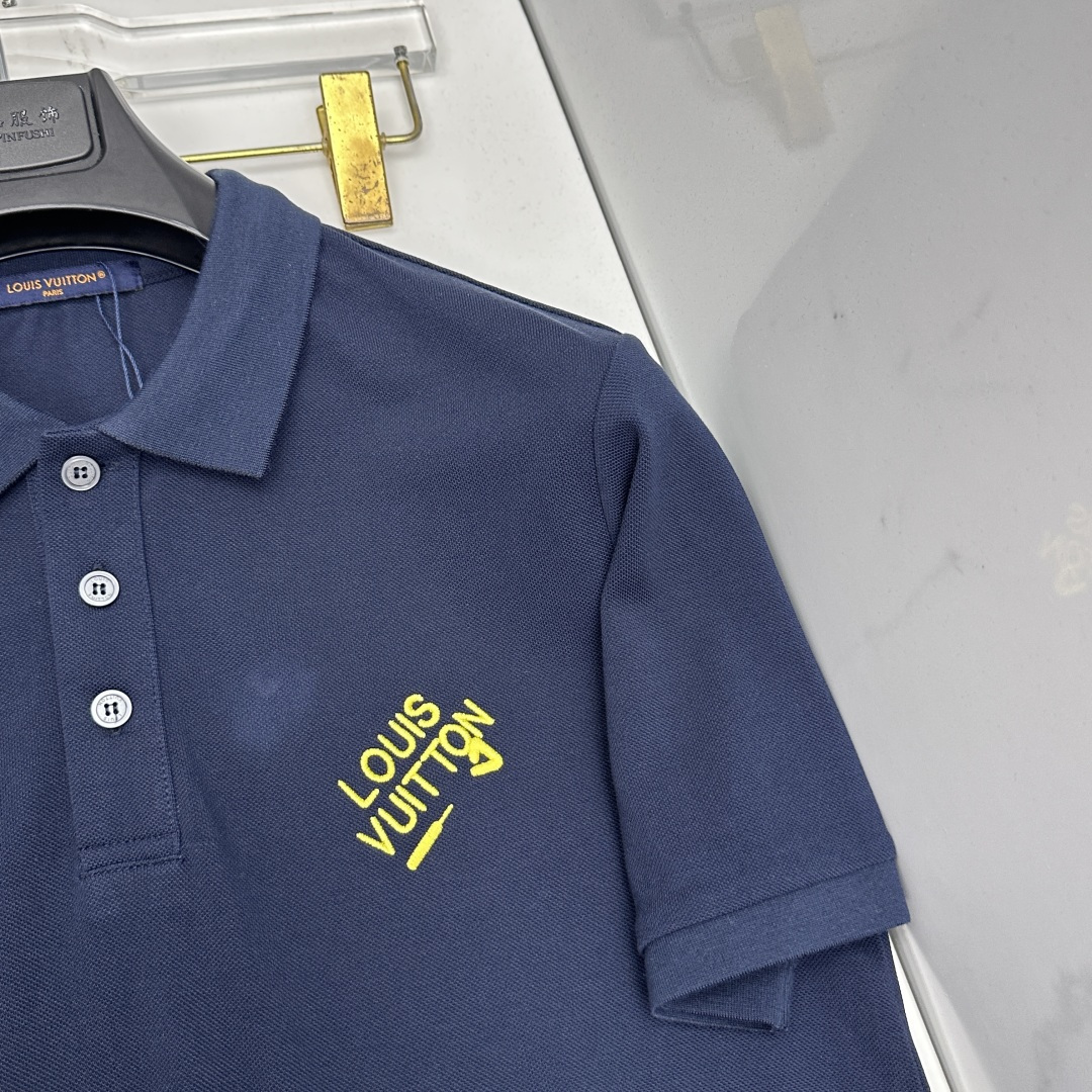 🆕LV路易威登 春夏新款翻领Polo衫短袖 简洁时尚百搭 标志性logo 吸睛显瘦 定制进口珠地棉面料 