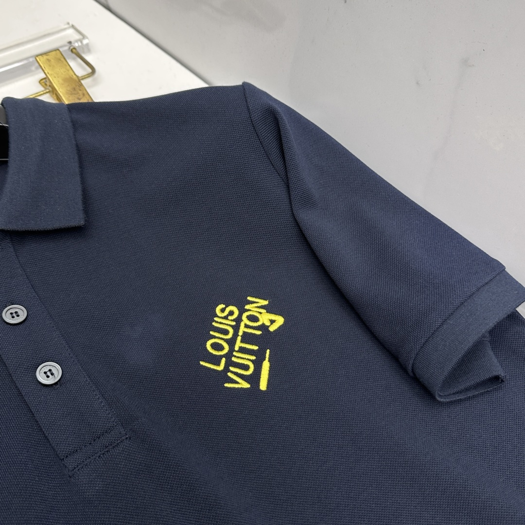 🆕LV路易威登 春夏新款翻领Polo衫短袖 简洁时尚百搭 标志性logo 吸睛显瘦 定制进口珠地棉面料 
