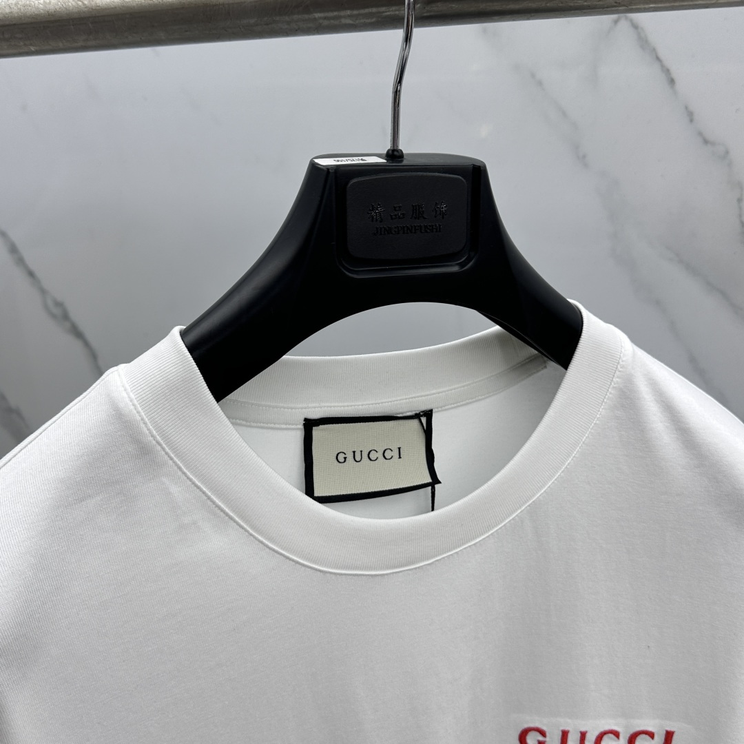 🆕Gucci古驰 26新款首发专柜最新款短袖圆领T恤 高端订制 胸前logo字母刺绣精美 高定面料.手感