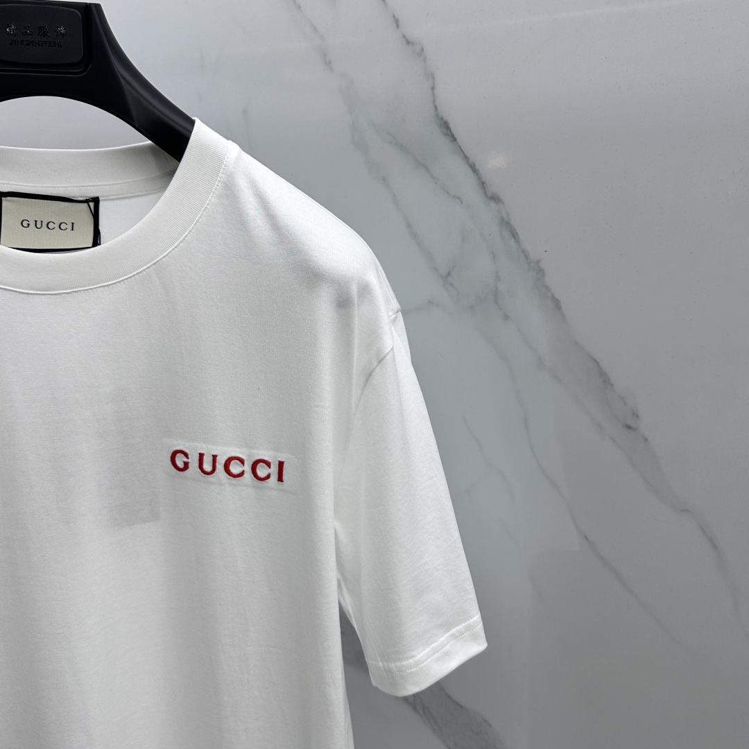 🆕Gucci古驰 26新款首发专柜最新款短袖圆领T恤 高端订制 胸前logo字母刺绣精美 高定面料.手感