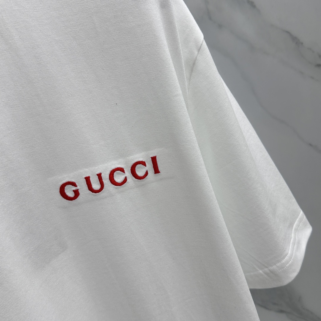 🆕Gucci古驰 26新款首发专柜最新款短袖圆领T恤 高端订制 胸前logo字母刺绣精美 高定面料.手感