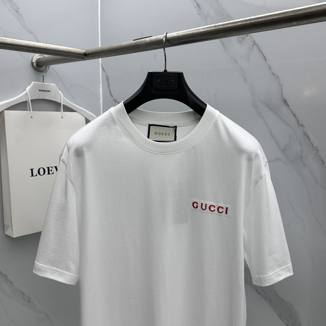 🆕Gucci古驰 26新款首发专柜最新款短袖圆领T恤 高端订制 胸前logo字母刺绣精美 高定面料.手感