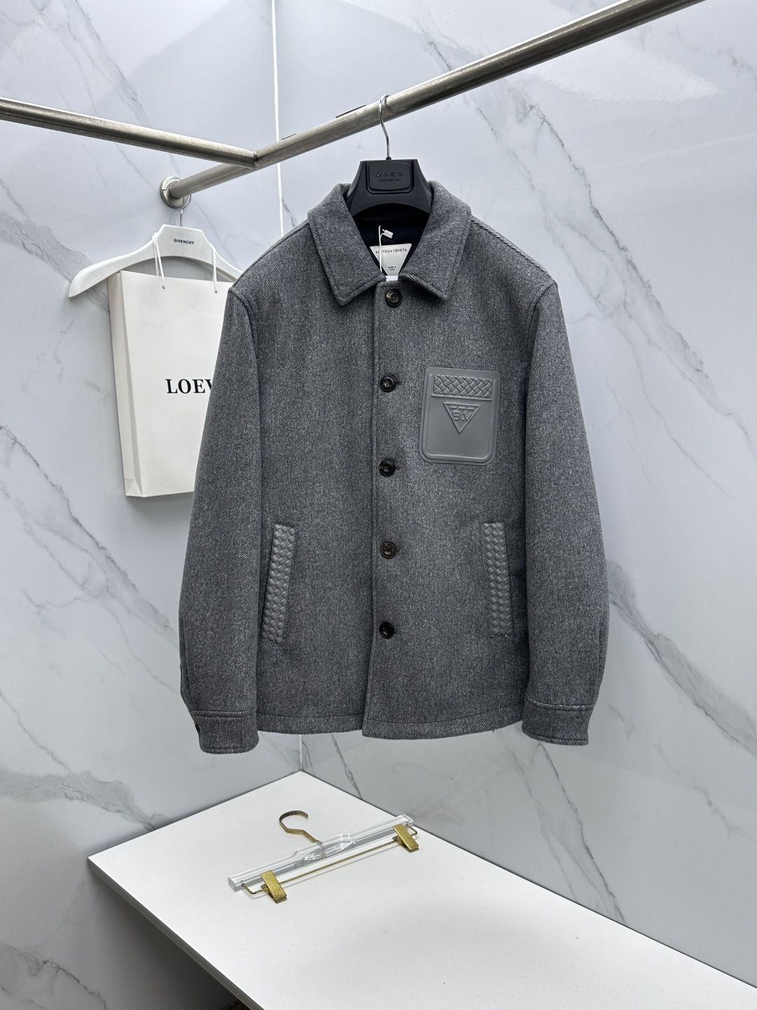 Bottega Veneta Gray Button Front Jacket