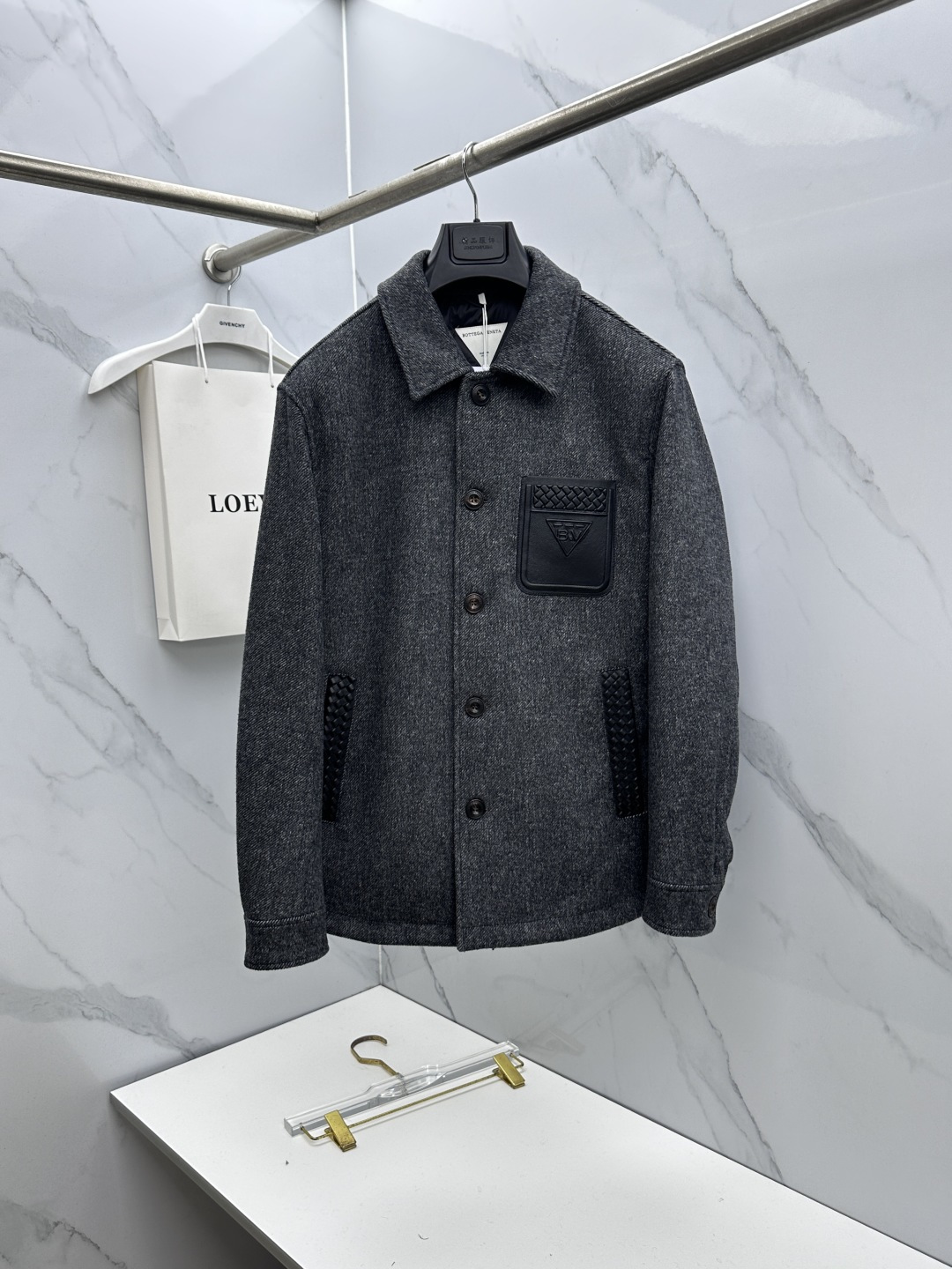 Bottega Veneta Charcoal Button Front Jacket