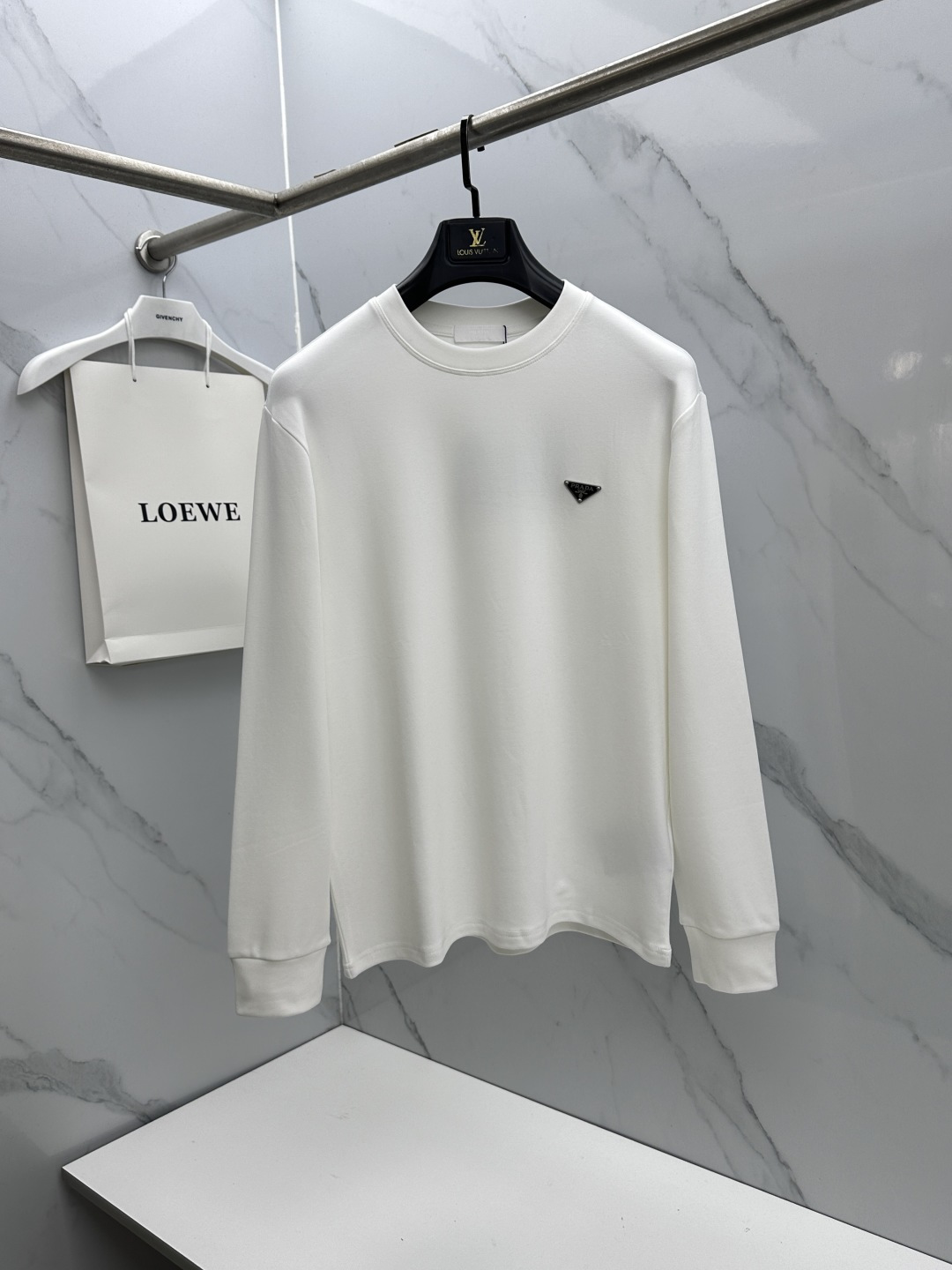 Prada White Logo Crewneck Sweatshirt