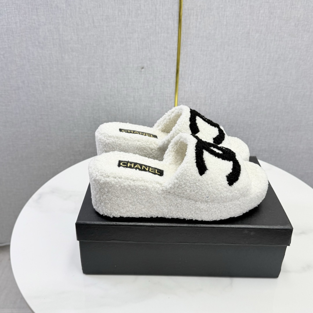White Platform Slide Sandals