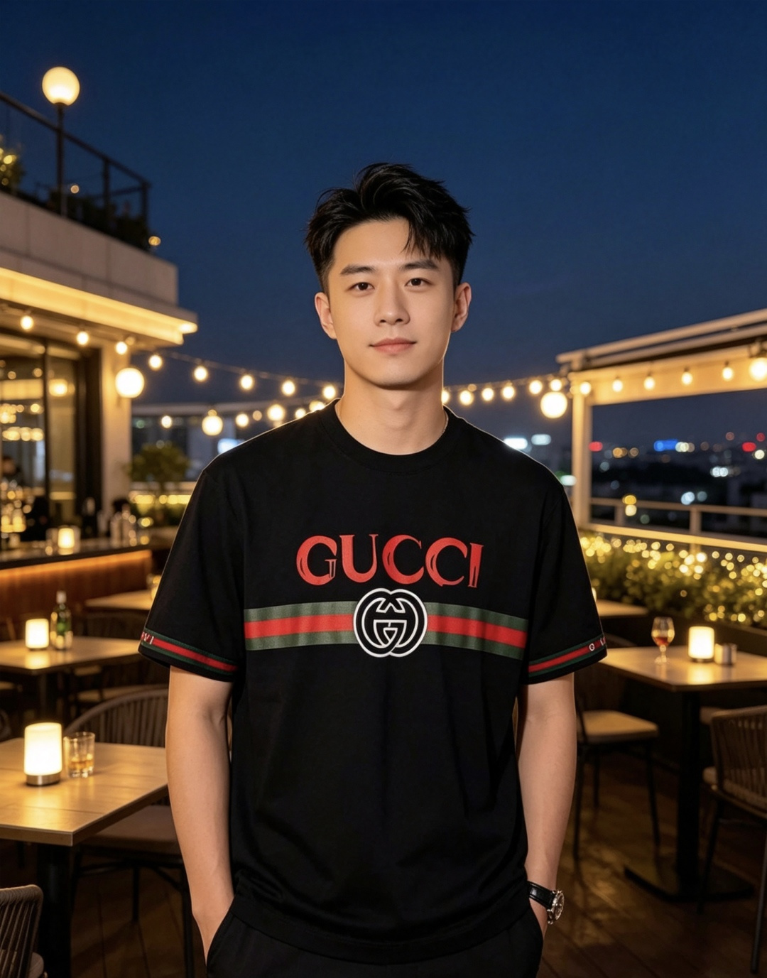 NO:844868,.Gucci.2026 new spring and summer fashionable round neck short-sleeved advanced customization versatile style!  It is more practical and can be easily controlled by anyone. It is made of original fabrics and has a luxurious classic brand logo design. It is very classy and a must buy for those who know the goods!  The tailoring is a slim fit, very delicate, shows off aura, and highlights the sophistication of men. This is unique. It has just the right fit and a great upper body effect. Size m-3XL m wears 175/130, gucci, T-shirt,19860909.Gucci.2026春夏新品时尚圆领短袖高级定制百搭款式！更有实用感 任何人都可以轻松驾驭 采用原版面料制作,奢华经典品牌logo设计,B非常显档次懂货的必须入！版型剪裁属于修身款 非常精致,显气场,又会凸显男士的精致,这就是独到之处,恰到好处的修身,上身效果非常赞.尺码m-3XL m穿175/130,,gucci,T-shirt,,Men's clothing