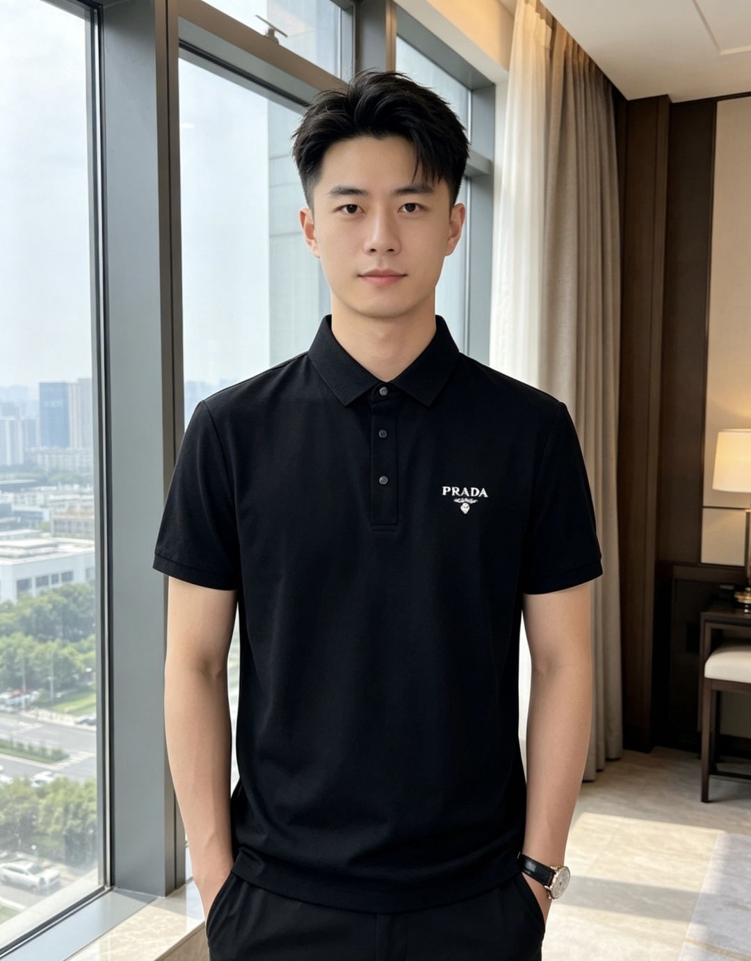 NO:847189,Prada. Wear 200 pounds. The 2026 spring and summer new men's logo short-sleeved polo shirt continues the classic casual lapel Polo shirt. This Polo shirt is made of mercerized cotton fabric, and the timeless design can transcend fashion trends. The classic style, the 1f brand LOGO is three-dimensional and unique, making the whole body more detailed. The fitted version is comfortable, skin-friendly, and breathable. It is practical for daily commuting and leisure. Highly recommended. Size M-4XL  m wears 175/130,,prada,T-shirt,19860909普拉达.穿200斤.2026春夏新款男士标识短袖polo衫,延续经典休闲翻领POLO恤.该款Polo衫采用丝光棉面料制成,隽永设计可跨越时尚潮流.经典款型,1f品牌LOGO立体别致,让整体更具细节感 合体的版型,舒适,亲肤,透气好,平时通勤休闲都很实穿的一款 强烈推荐.尺码M-4XL m穿175/130,,prada,T-shirt,,Men's clothing