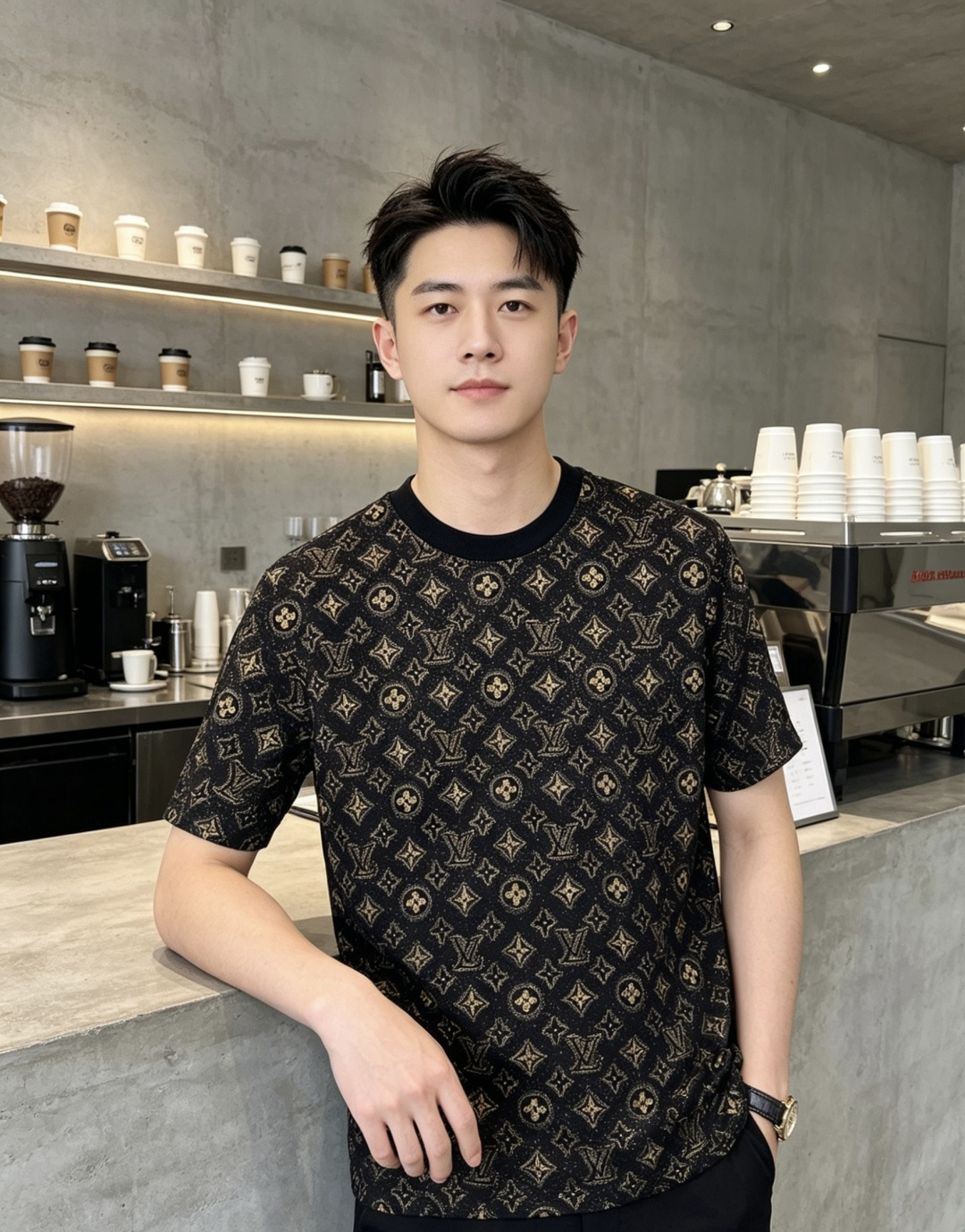 NO:911358,.Lv.2026 new spring and summer fashionable round neck short-sleeved advanced customization versatile style!  It is more practical and can be easily controlled by anyone. It is made of pure cotton fabric and has a luxurious classic brand logo design. It is very classy and a must-buy for those who know the goods!  The tailoring is a slim fit, very delicate, 1f shows aura, and highlights the sophistication of men. This is unique, just the right fit, and the upper body effect is very good. Size s-xxL.s wears 175/130, Louis Vuitton, T-shirt,19860909.Lv.2026春夏新品时尚圆领短袖高级定制百搭款式！更有实用感 任何人都可以轻松驾驭 采用纯棉面料制作,奢华经典品牌logo设计,非常显档次懂货的必须入！版型剪裁属于修身款 非常精致,1f显气场,又会凸显男士的精致,这就是独到之处,恰到好处的修身,上身效果非常赞.尺码s-xxL.s穿175/130,,louis vuitton,T-shirt,,Men's clothing