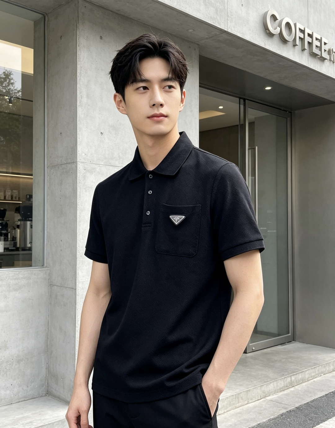 NO:911343,.Prada. 2026 spring and summer new men's logo short-sleeved polo shirt, continuing the classic casual lapel polo shirt. This polo shirt is made of piqué cotton fabric, and the timeless design can transcend fashion trends. The classic style, 5 brand LOGOs are three-dimensional and unique, making the whole body more detailed. The fitted version is comfortable, skin-friendly, and breathable. It is practical for daily commuting and leisure.  Highly recommended. Sizes s-xL.s wear 175/130, prada, T-shirt,19860909.普拉达.2026春夏新款男士标识短袖polo衫,延续经典休闲翻领POLO恤.该款Polo衫采用珠地棉面料制成,隽永设计可跨越时尚潮流.经典款型,5品牌LOGO立体别致,让整体更具细节感 合体的版型,舒适,亲肤,透气好,平时通勤休闲都很实穿的一款 强烈推荐.尺码s-xL.s穿175/130,,prada,T-shirt,,Men's clothing