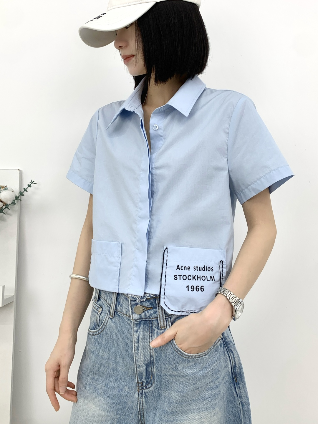 NO:844655,1996 double pocket short shirt,,shirts,198609091996双袋短款衬衫,,shirts,,Women's clothing