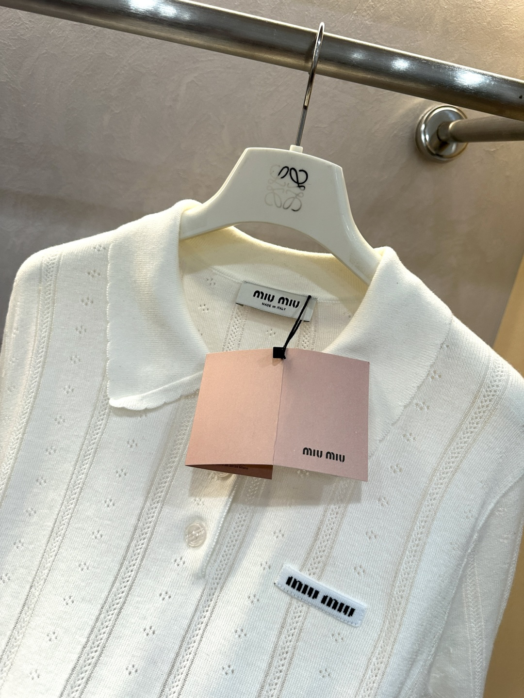 Вязаная кофта с воротником Polo Miu Miu