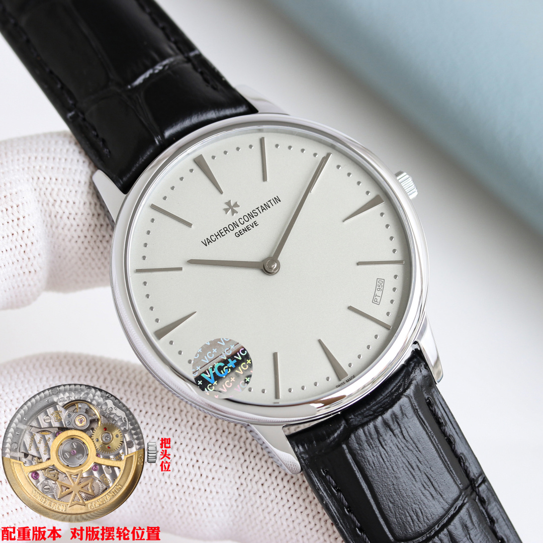 NO:336194,VC+ Factory Original 78g counterweight version Vacheron Constantin inheritance series 85180 watch [case] The only counterweight size is 40mm / 8.65mm [weight] Say goodbye to light and flutter, the only counterweight original K gold 78g weight [movement] The only counterweight direction of the balance wheel is changed to Vacheron Constantin's own movement. The parts from plywood to steel wheels are decorated by watchmakers to maximize the original exquisite craftsmanship level [watch mirror] The two sapphire glass mirrors on the front and back are all anti-disiasing coatings. [string] Double-layer Italian calfskin with top cross-type Malta pin buckle VC+ presents you with the quality closest to the original,,,vacheron,cowhide19860909VC+ Factory 原版78克配重版 江诗丹顿 传承系列 85180腕表【表壳】唯一对版尺寸40mm / 8.65mm【重量】告别轻飘飘,唯一对版原装K金78克重量【机芯】唯一对版摆轮方向改江诗丹顿自产机芯,从夹板到钢轮等部件均由制表师精工装饰,最大限度呈现原装精湛的工艺水平【表镜】前后两片蓝宝石玻璃镜面,均有防眩晕镀膜处理.【表带】双层意大利小牛皮搭配顶级十字卜型马耳他针扣 VC+为您呈现最接近原装的品质,,,vacheron,cowhide,Watch