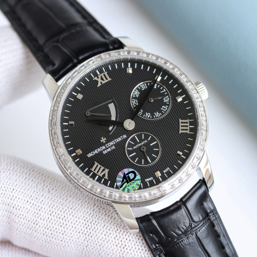 Vacheron Constantin Traditionnelle Diamond Bezel Automatic Black Leather Watch 1 Vacheron Constantin Traditionnelle Diamond Bezel Automatic Black Leather Watch