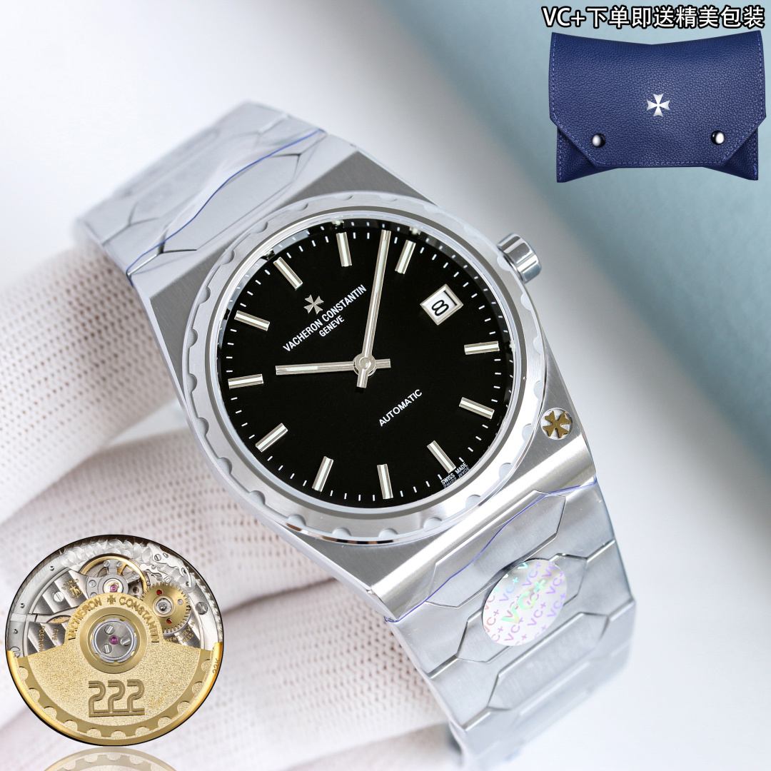 NO:393884,618 Crazy Shopping Festival: VC+ orders will get a beautiful travel box!  Vacheron Constantin Historical Works series of iconic luxury sports watches to commemorate the 222nd anniversary of the brand's establishment. The case size is 37MM X8MM barrel-shaped with three-part structure, making the whole not small. The grooved large gear bezel and the Malta cross logo at 5 o'clock show its noble atmosphere. The dial is gold, rose gold, brushed silver and brushed gray with metal brushed strip hour markers and rod-shaped hands with luminous coating, retaining the most classic two-handed movement. The movement is changed to Vacheron Constantin's own/2 movement. The components from plywood to steel wheels are carefully decorated, and the automatic swing is plated with 22k gold and engraved in 222 fonts. The strap uses an integrated hexagonal central link to make the whole watch more angular, while not losing the timeless and elegant beauty., vacheron, gold19860909618疯狂购物节:VC+下单即送精美旅行盒一个！ 江诗丹顿 历史名作 系列标志性豪华运动型腕表以纪念品牌成立222周年. 表壳尺寸37MM X8MM酒桶形采用三部分结构让整体并不显小,凹槽大齿轮表圈搭配5点钟位置的马耳他十字标志尽显其尊贵气息 表盘金色.玫瑰金.拉丝银及拉丝灰搭配金属拉丝附有夜光涂层的条形时标及棒状指针,保留最经典的二针 机芯改江诗丹顿自产/2机芯.从夹板到钢轮等部件均精工装饰,自动摆坨更是镀有22k黄金并篆刻222字体 表带采用一体式六边型中央链节让整表更显棱角分明,同时又不失隽永优雅的美感,,vacheron,gold,Watch