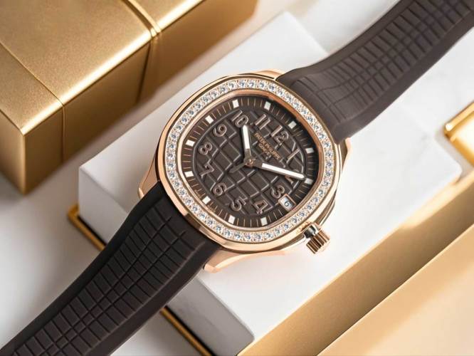Patek Philippe Aquanaut Series Mechanical Watch - Diamond Bezel, Brown Strap 1 Patek Philippe Aquanaut Series Mechanical Watch - Diamond Bezel, Brown Strap