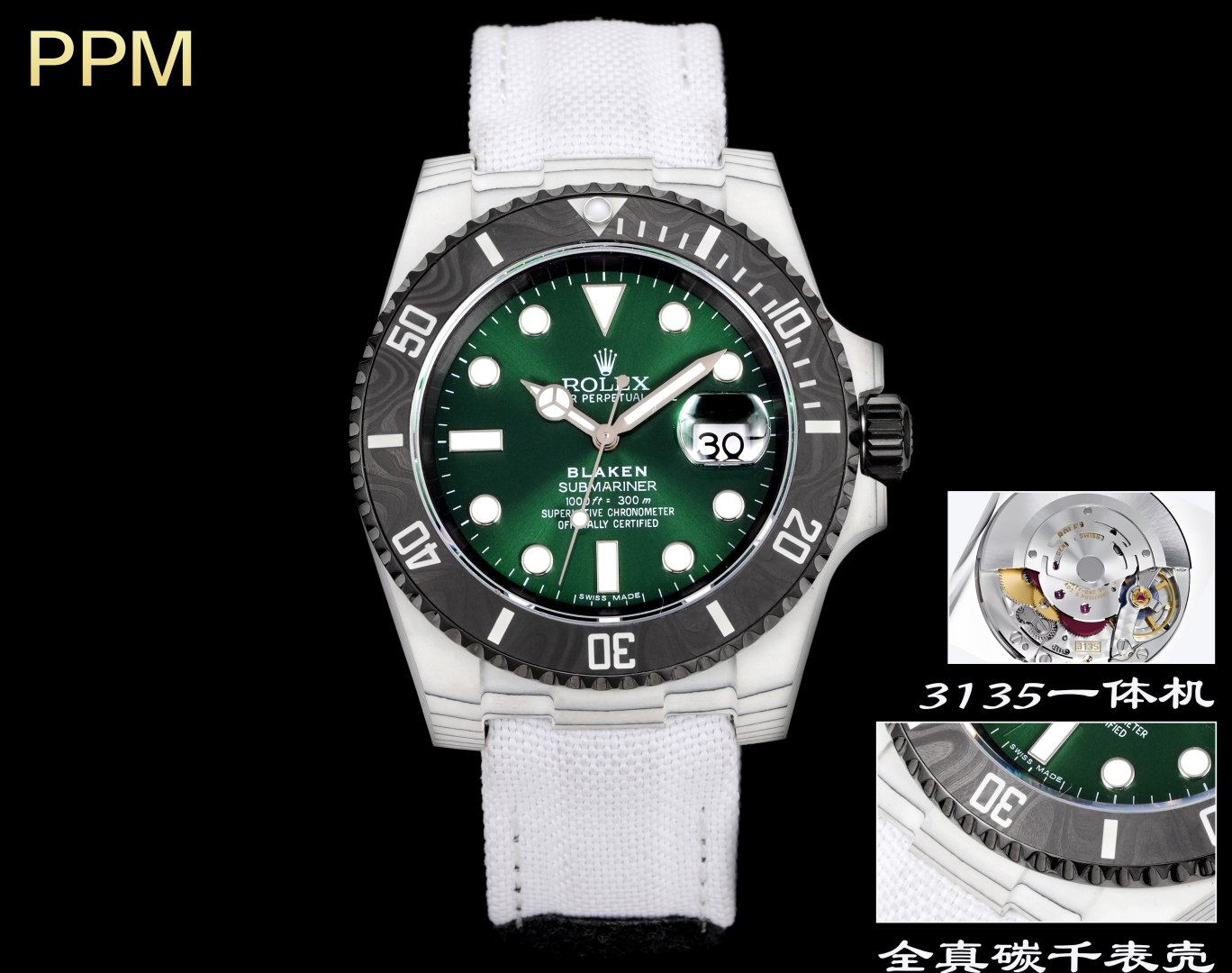 Rolex Submariner Custom Carbon Fiber Watch - Modified with 3135 Movement 1 cmp i1754593436907 6926 0 0