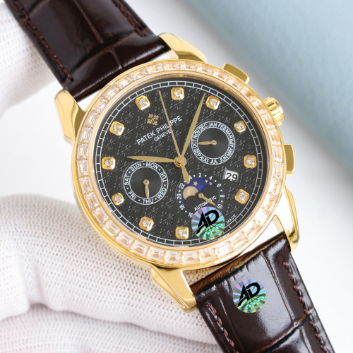 Patek Philippe Complications Gold-Tone Diamond Watch with Leather Band 1 Patek Philippe Complications Gold-Tone Diamond Watch with Leather Band