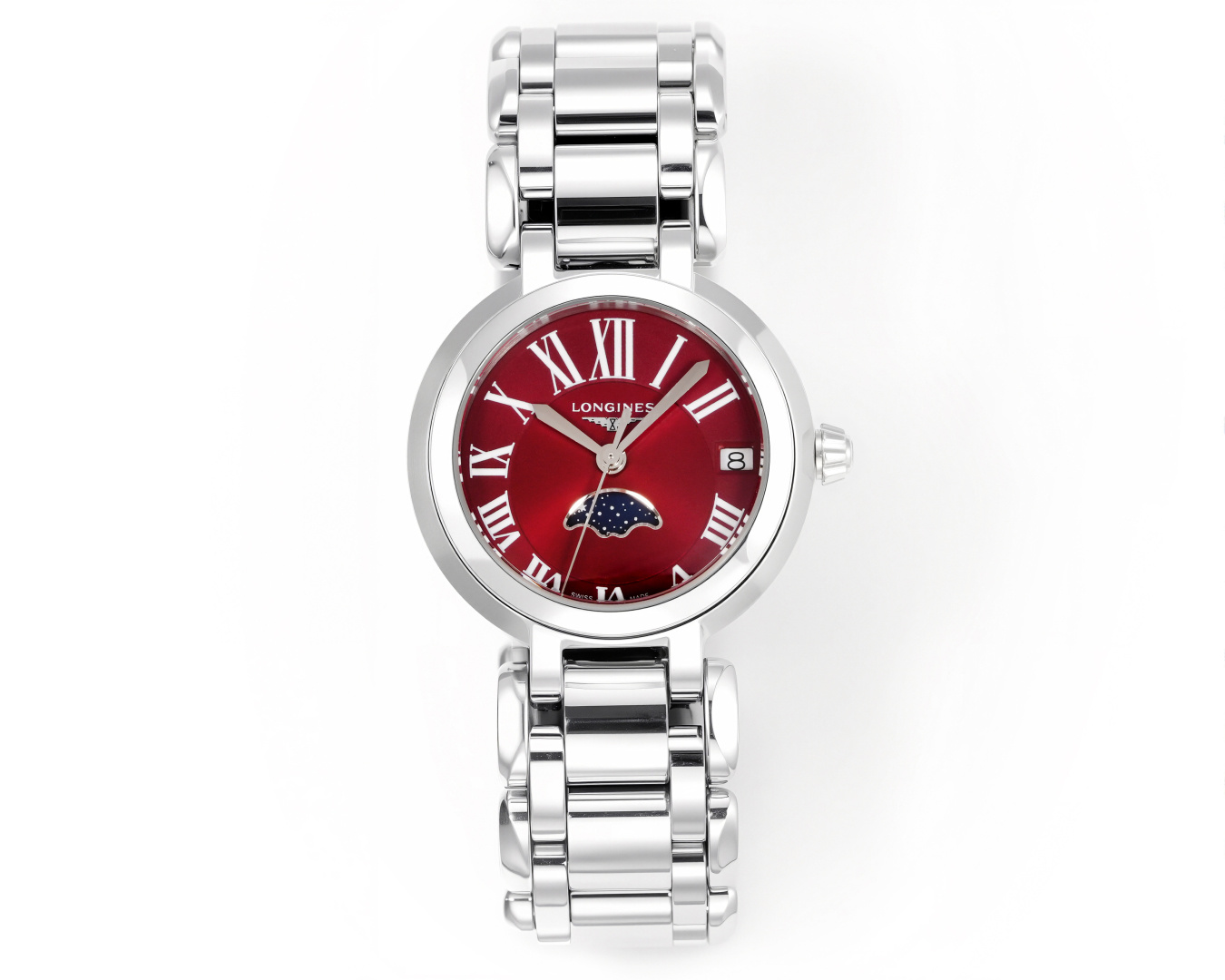 NO:553270,KB Longines LONGINES ingenious work [elegant and elegant, lady on the wrist]  --The Longines Heart Moon series moon phase watch is elegant. It has an elegant and unique appearance, Swiss Ronda moon phase quartz movement, and a true moon phase function (the moon phase goes around once a month). Under the gentle appearance, it contains a 'moon phase' movement. [Case] The size of the watch is 30.5mm   It is a masterpiece of ingenuity. [Movement] is consistent with the original and adopts the Swiss quartz movement with moon phase function. [Steel Band] The wavy strap is dynamic and close to the hand, and the luster is flowing. Each strap section has been carefully polished by KB watchmakers to ensure that the luster and shape are perfect.  Flaws, consistent with the original. [Hands] are consistent with the original and use burnt steel blue needles. [Surface] Use natural white mother-of-pearl scales inlaid with moissanite for more sparkle. The Roman scales are consistent with the original and are raised, more three-dimensional, consistent with the original. The off-white surface has a strong grainy feel and is more high-end!  Welcome to reprint! Exquisitely recommend the highly restored heart and moon phase ladies quartz watch, longines19860909KB浪琴 LONGINES 匠心之作【落落大方 腕间淑女] --浪琴表心月系列月相腕表优雅而至.典雅别致的外观,瑞士朗达月相石英机芯,真月相功能(月相一个月走一圈).温柔的外表之下,蕴含一颗“月相”表芯.【表壳]腕表尺寸30.5mmX9.3mm.圆润的曲线式设计使得壳体别致精巧.举手投足之间,落落大方.每一件表壳均是 KB 的匠心精品.【机芯]和原装一致采用带有月相功能的瑞士石英机芯.【钢带】波浪型的表带动感贴手,光泽流盼.每一粒表带截,都经过KB制表师精心细致的打磨,确保光泽和形状完美无瑕,吻合原版.【表针]与原装一致采用烧钢蓝针.【表面】采用天然白贝母刻度镶嵌莫桑钻更具闪亮.罗马刻度与原装一致凸起,更具立体感,与原装一致米白的表面颗粒感极强更显高档！欢迎转载!精致推荐高还原度心月月相女士石英腕表,,longines,Watch