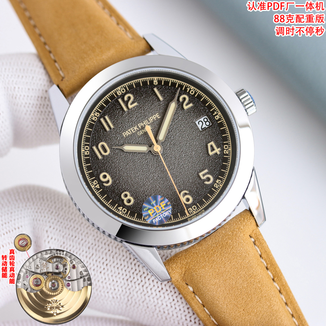NO:687693,PDF Factory All-in-one machine 88g counterweight Patek Philippe Calatrava5226 series Diameter 40MM8.5MM is famous for its simple and refined round case. Patek Philippe has a new design based on this, and the Paris hobnail pattern is engraved on the side edge of the case to show the elegant style of Patek Philippe. The special case structure integrates the lugs with the case bottom cover, so that the Paris hobnail pattern fully covers the sides of the case.  The dial is decorated with grain, inspired by the aged texture of the antique camera body. This graininess is applied to the dial of the new 5226, adding watch details. The classic three-hand simple design, large-area luminous hands and hour markers, show a stronger sense of movement based on the classical and beautiful style.  Equipped with an exclusive integrated 26-automatic winding movement, equipped with hour hand, minute hand, central second hand, and date display window device. Multiple color interchangeable straps decorated with embossed texture patterns and beige stitching. PDF Factory is committed to providing you with the closest to the original hands-on and real wearing experience, patek philippe19860909PDF Factory 一体机88克配重 百达翡丽Calatrava5226系列 直径40MM8.5MM 以其简约精炼的圆形表壳而闻名,百达翡丽在此基础上焕新设计,于表壳侧缘雕饰巴黎钉纹图案,展现百达翡丽典雅格调.特殊表壳结构,令表耳与表壳底盖融为一体,从而使巴黎钉纹全面覆盖表壳侧边. 表盘有颗粒装饰,灵感来源于古董相机的机身旧化的纹理.将这种颗粒感,做到了新款5226的表盘上,增加了手表细节.经典大三针简约设计,大面积夜光的指针和时标,在古典优美的风格基础上表现出更强的运动感. 搭载独家一体26-自动上弦机芯,配备时针、分针、中央秒针、日期显示窗装置.多款颜色可互换表带饰有压花纹理图案和米色缝线. PDF Factory 致力于为您提供最接近原版的上手把玩及真实佩戴感受,,patek philippe,Watch