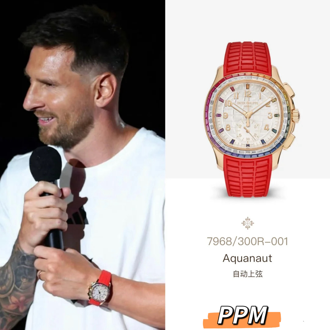 NO:689130,Unified Patek Philippe Aquanaut Luce Rainbow Circle 'Celebrity List' PPM Mods, Patek Philippe Aquanaut Luce-'Rainbow' Chronograph Watch!  The Aquanaut Luce 'Rainbow' chronograph watch is specially designed for dynamic and modern neutrals. It is crafted from rose gold and is decorated with baguette diamonds and colored sapphires using invisible inlay technology, blooming with rainbow brilliance. Movement: 'Dandong 4130' modified CH28520 self-winding mechanical movement. White mother-of-pearl dial, engraved with Aquanaut relief pattern, long colored sapphire hour markers and gold three-dimensional numerals.  The diameter is 39.9 mm from 10 o'clock to 4 o'clock (the same as the original). The ring is made of 'rhinestone protection'. Original: 40 colored sapphires 2.31 carats (bezel). 40 diamonds 2.05 carats (bezel). 12 colored sapphires 0.31 carats (hour markers). 10 diamonds 0.36 carats (folding clasp).  A total of 52 long-shaped colored sapphires (2.62 carats) and 50 long-shaped diamonds (2.41 carats). Strap/buckle: composite material strap, patented diamond folding clasp. The PPM team purchased the original and took 10 months to re-engrav it. It is a sincere work.,,patek philippe19860909统一 百达翡丽Aquanaut Luce彩虹圈『名人榜』 PPM Mods,百达翡丽Aquanaut Luce-“彩虹”计时腕表！ Aquanaut Luce“彩虹”计时腕表专为充满活力的现代中性设计,选用玫瑰金材质匠心打造,并运用隐形镶嵌技艺镶饰长形钻石与彩色蓝宝石,绽放彩虹光彩. 机芯:采用“丹东4130”改CH28520自动上弦机械机芯. 白色珍珠母贝表盘,镌刻Aquanaut浮雕图案,长形彩色蓝宝石时标和金质立体字块. 直径10时至4时位置39.9毫米（原装一致） 圈口采用“水钻防制”原装的:40颗彩色蓝宝石2.31克拉（表圈）. 40颗钻石2.05克拉（表圈）. 12颗彩色蓝宝石0.31克拉（时标）. 10颗钻石0.36克拉（折叠式表扣）. 共计52颗长形彩色蓝宝石（2.62克拉）以及50颗长形钻石（2.41克拉）. 表带/表扣:复合材质表带,专利镶钻折叠式表扣. PPM团队购置原装耗时10个月复刻,精诚之作.,,patek philippe,Watch