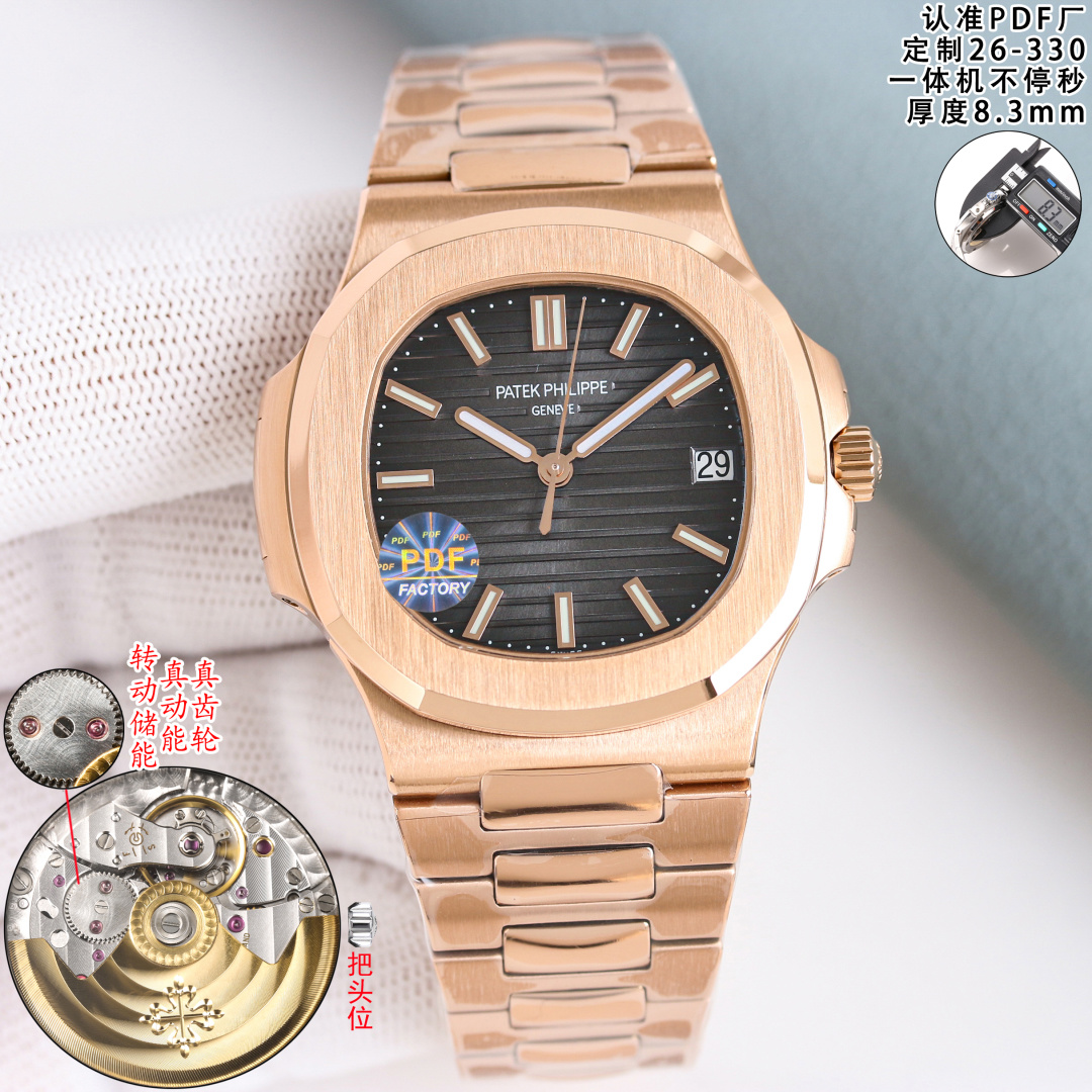 NO:725331,Gold new buckle Patek Philippe Elegant Sports Series 5711/1A Nautilus, non-stop seconds, the king of steel watches, the king of the thinnest steel watch in the world, details of 5711 Nautilus 1 movement exclusive customized version of the one-piece Cal. 26-all-in-one automatic non-stop seconds movement, time adjustment non-stop seconds function, balance wheel position are consistent with the official automatic machine. 2 steel belt 316L custom-grade ergonomic strap!  The beads in the steel band are diamond-shaped, and the top steel band is combined with the genuine product. 3 Nautilus classic blue plate, currently improved to the same color as the genuine product, upgraded dial luminous effect, 4 diameter 40mm/8.3mm equivalent to the original thickness. Wear 5711/1A 'King of Steel Watches'!  Welcome for your tasting!  ,,patek philippe19860909金 新扣 百达翡丽 优雅运动系列5711/1A鹦鹉螺,不停秒,钢表之王,复刻届最薄的钢表之王5711鹦鹉螺细节方面 1机芯独家定制版一体Cal.26-一体机自动不停秒机芯,调时不停秒功能,摆轮位置均与官方一致自动机械. 2钢带316L定制级人体工程学表带！钢带中珠是钻石型的,顶级钢带与正品相结合. 3鹦鹉螺经典蓝盘,目前改进与正品一致的颜色,升级表盘夜光效果, 4直径40mm/8.3mm等同原装厚度 佩戴5711/1A『钢表之王』！欢迎您的品鉴！,,patek philippe,Watch