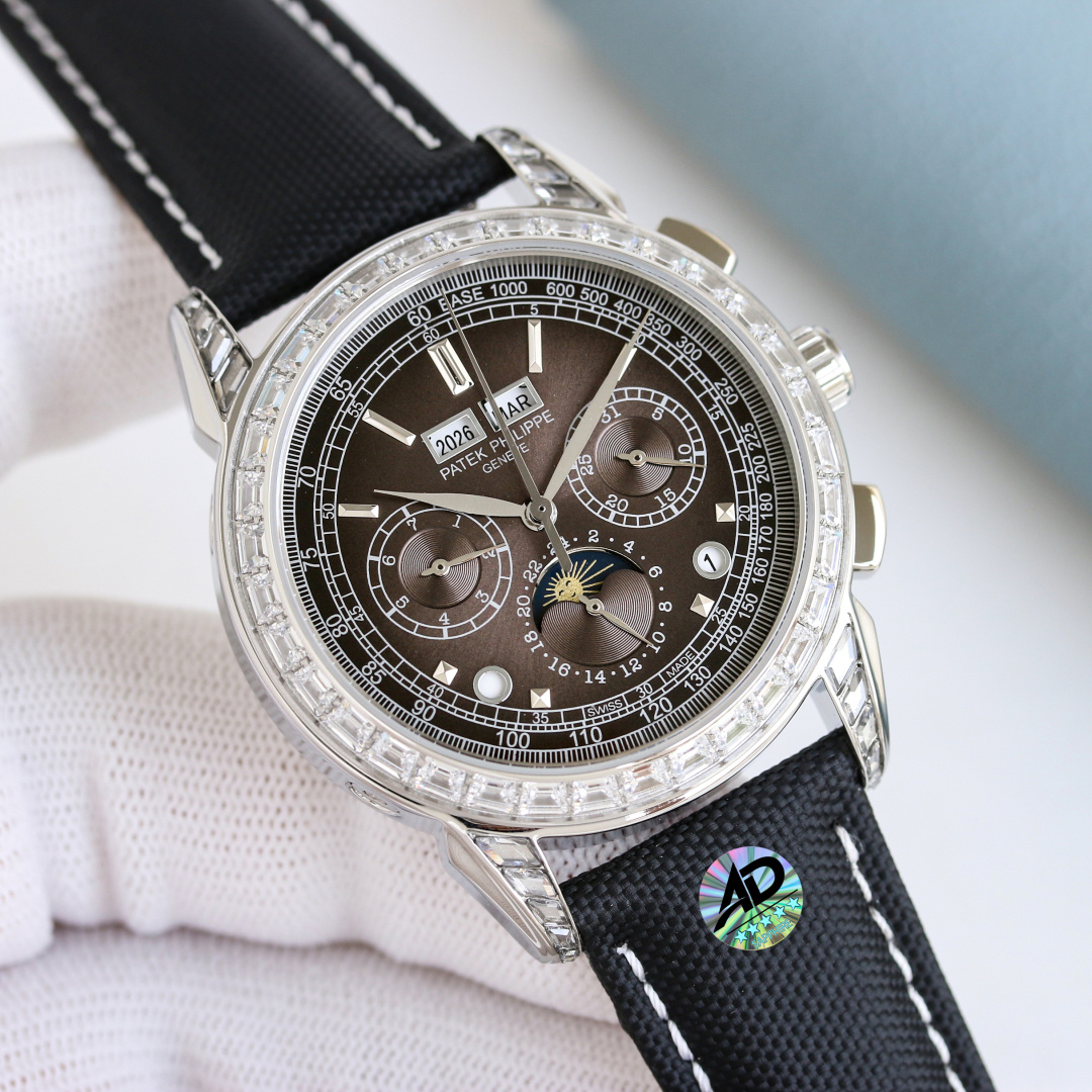 NO:859570,V4 upgraded version of 'button' upgraded to original replica mold opening, Patek Philippe super complex function chronograph series!  Careful work, details. 1 The team spent more than two years carefully designing, regardless of cost, daring to be the first, striving for perfection, overcoming many difficulties, and breaking through multi-layer technical bottlenecks. The movement model is CH 29-upgraded version, hollowed out and exquisite, stable quality!  2 size 41mm, thickness 11mm!  3. The watch case is made of 316L all-steel with nano-plated platinum watch technology. The ring is embellished with South African diamonds, which further highlights the noble atmosphere. The strap is matched with Italian first-layer calfskin!  More elegant and classy!  You deserve it!  Please look for exclusive quality.,,cowhide19860909V4升级版”扣子”升级原装复刻开模,百达.翡丽超级复杂功能计时系列！用心之作,细节方面 1团队历时两年多精心设计,不计成本,敢为人先,力求完美,克服重重难关,突破多层技术瓶颈,机芯型号为CH 29- 升级版,镂空精致坨片,质量稳定！ 2尺寸41毫米,厚度11毫米！ 3表壳为316L全钢镀纳米铂金表技术,圈口点缀南非钻,更彰显高贵大气,表带搭配意大利头层小牛皮！更显大气上档次！ 你值得拥有！请认准独家品质.,,cowhide,Watch