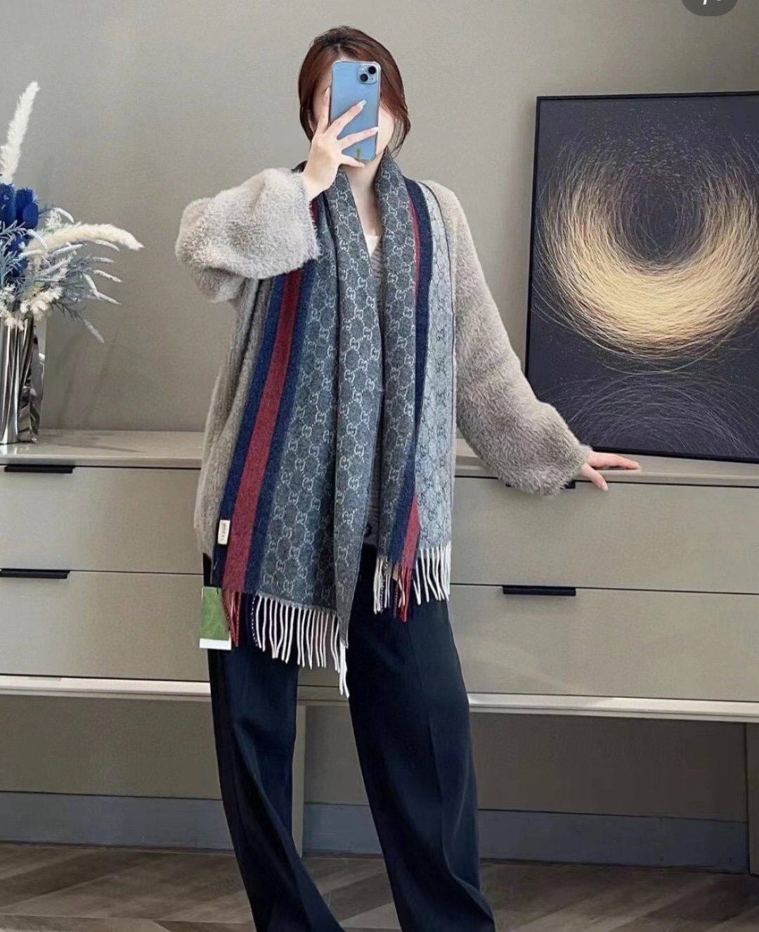 Gucci Classic Cashmere Scarf Shawl - Soft, Warm, and Luxurious (70*200cm)