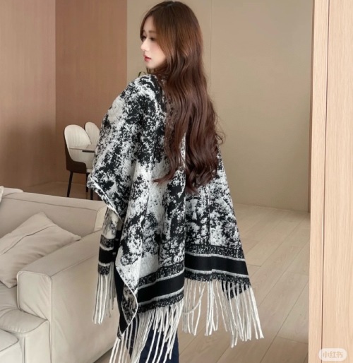 Elegant Animal Print Wool Cashmere Blend Scarf Wrap Shawl with Fringes 8 Elegant Animal Print Wool Cashmere Blend Scarf Wrap Shawl with Fringes