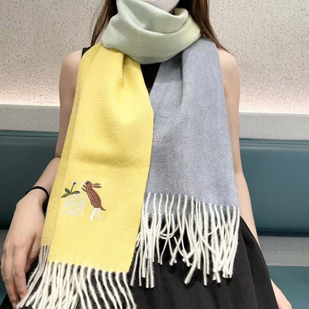 。爆款‼️顶级高尖端⚠️【LOEWE罗意威直供迪拜出口货‼️】🎀官网双面罗意威2025新品✨双面羊绒围巾