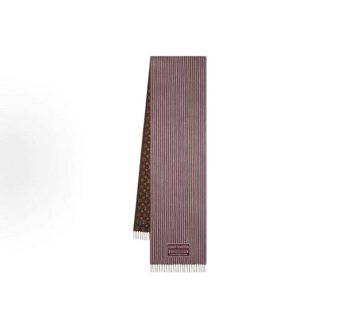 LOUIS VUITTON 流苏饰边 绵羊毛 绒线围巾 男女同款情侣款 35X240 95%纯羊毛 5%