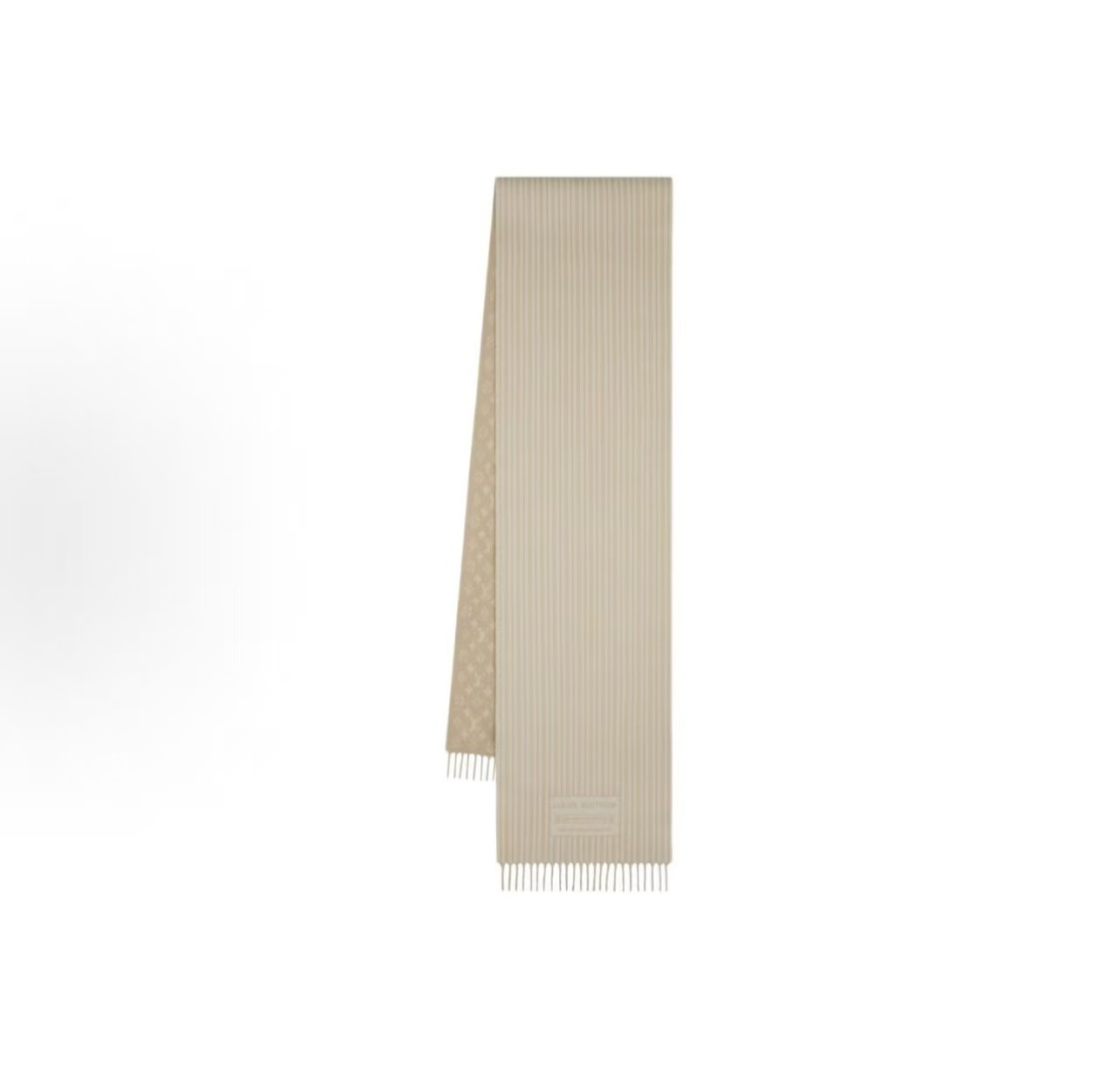 LOUIS VUITTON 流苏饰边 绵羊毛 绒线围巾 男女同款情侣款 35X240 95%纯羊毛 5%