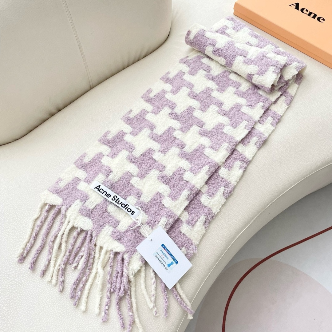 ❤️ 艾克妮千鸟格小围巾 小众大品牌 主打年轻化穿搭 蓬松感很好的一款围巾 羊驼毛➕马海毛 好打理不起皱