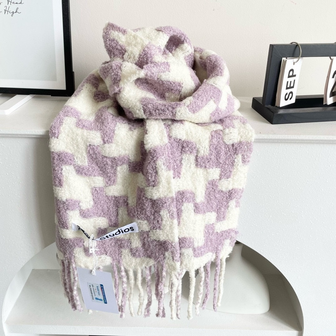 ❤️ 艾克妮千鸟格小围巾 小众大品牌 主打年轻化穿搭 蓬松感很好的一款围巾 羊驼毛➕马海毛 好打理不起皱