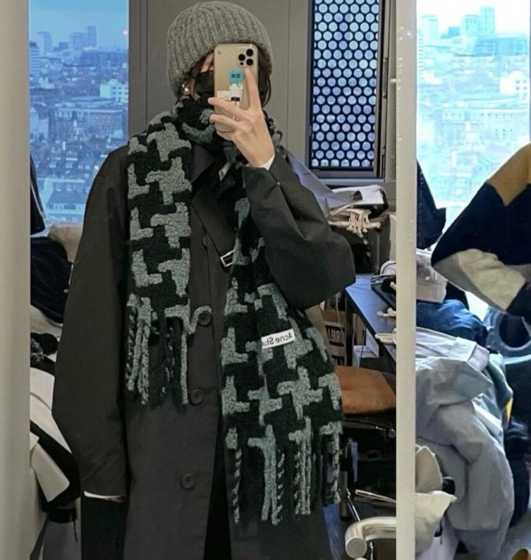 ❤️ 艾克妮千鸟格小围巾 小众大品牌 主打年轻化穿搭 蓬松感很好的一款围巾 羊驼毛➕马海毛 好打理不起皱