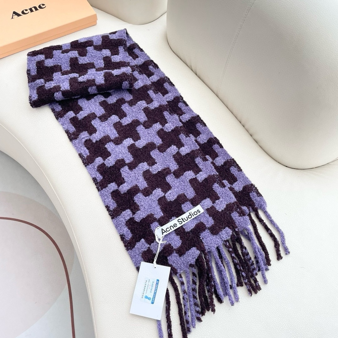 ❤️ 艾克妮千鸟格小围巾 小众大品牌 主打年轻化穿搭 蓬松感很好的一款围巾 羊驼毛➕马海毛 好打理不起皱