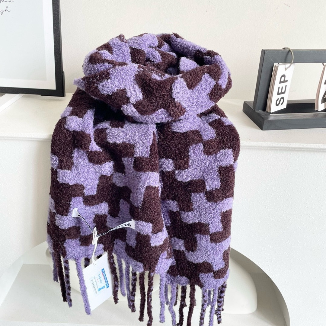 ❤️ 艾克妮千鸟格小围巾 小众大品牌 主打年轻化穿搭 蓬松感很好的一款围巾 羊驼毛➕马海毛 好打理不起皱