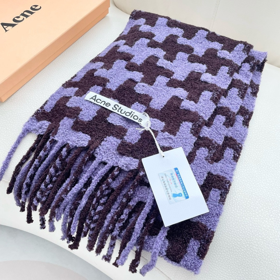 ❤️ 艾克妮千鸟格小围巾 小众大品牌 主打年轻化穿搭 蓬松感很好的一款围巾 羊驼毛➕马海毛 好打理不起皱
