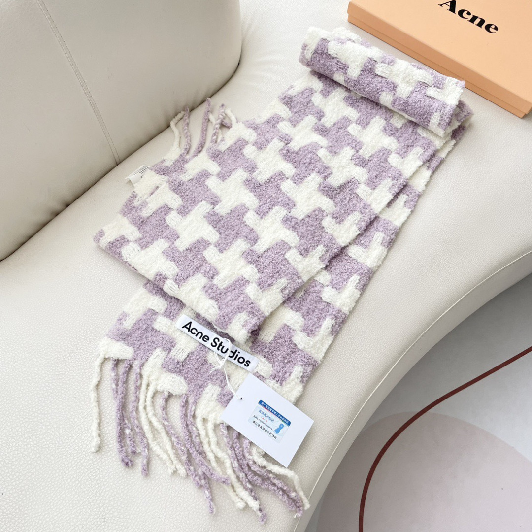 ❤️ 艾克妮千鸟格小围巾 小众大品牌 主打年轻化穿搭 蓬松感很好的一款围巾 羊驼毛➕马海毛 好打理不起皱