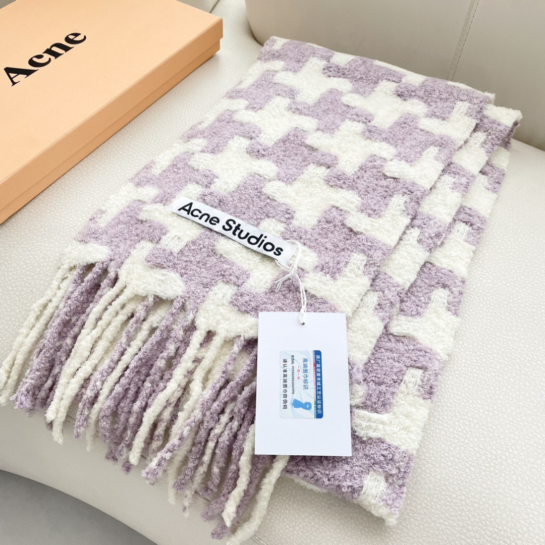 ❤️ 艾克妮千鸟格小围巾 小众大品牌 主打年轻化穿搭 蓬松感很好的一款围巾 羊驼毛➕马海毛 好打理不起皱