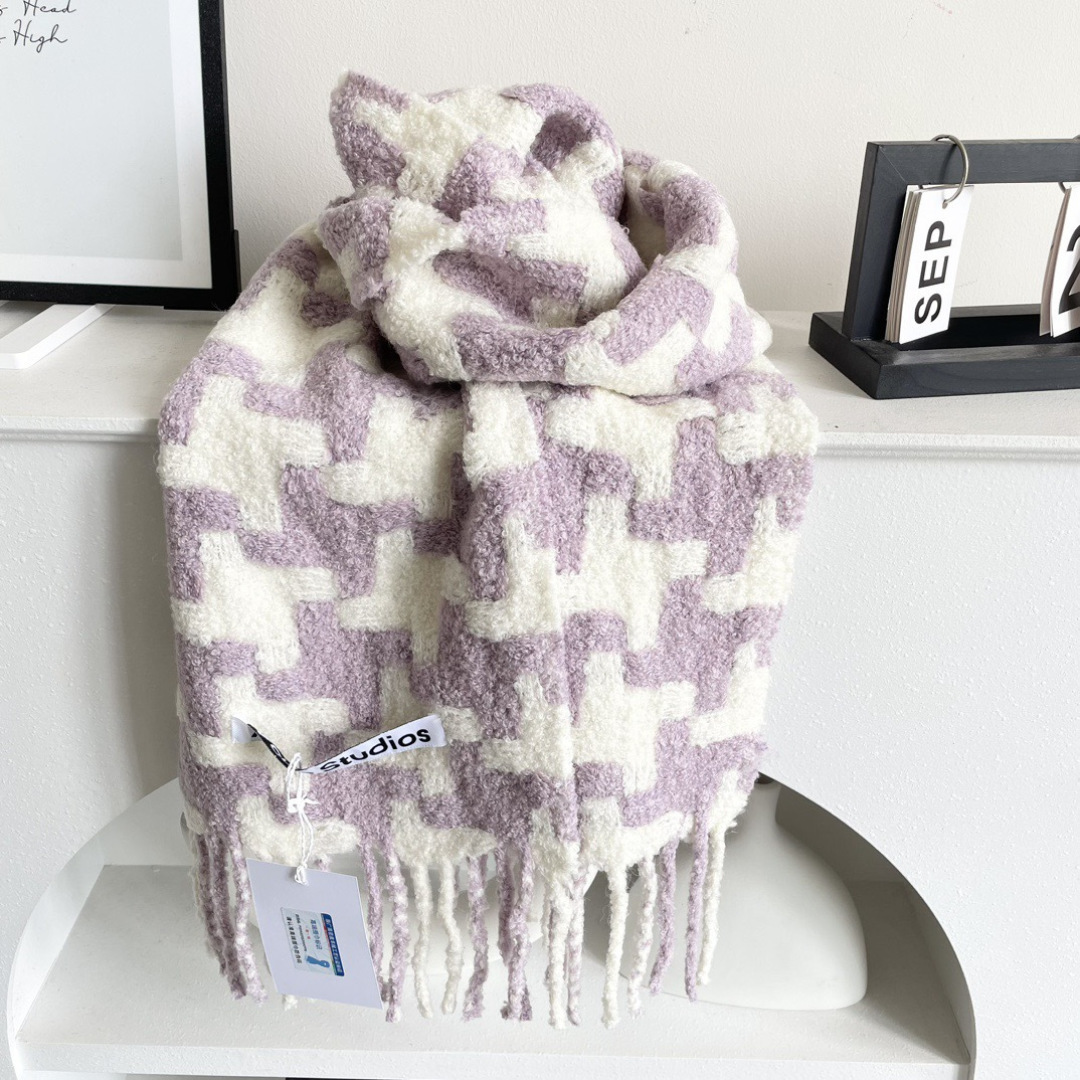 ❤️ 艾克妮千鸟格小围巾 小众大品牌 主打年轻化穿搭 蓬松感很好的一款围巾 羊驼毛➕马海毛 好打理不起皱