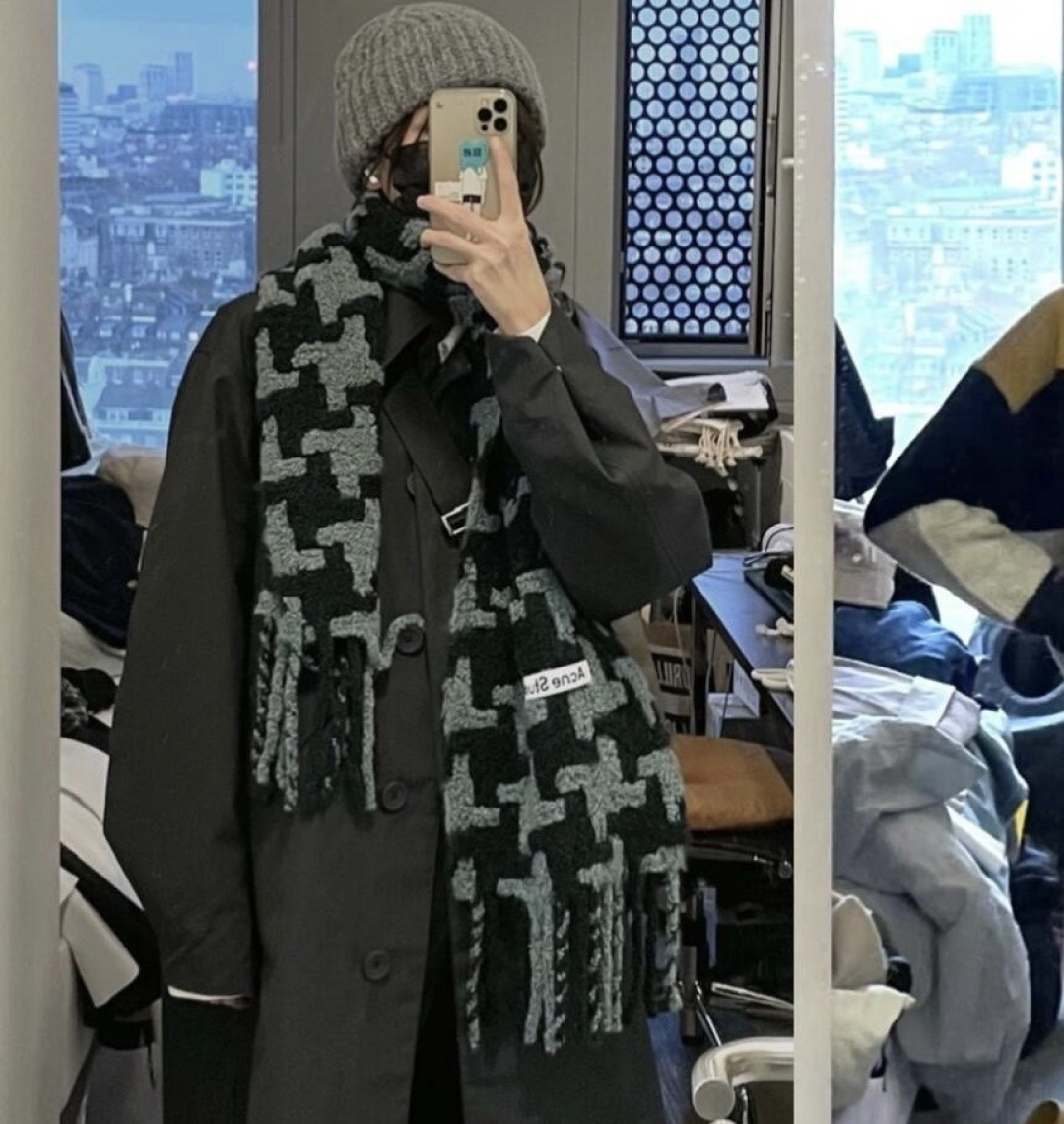 ❤️ 艾克妮千鸟格小围巾 小众大品牌 主打年轻化穿搭 蓬松感很好的一款围巾 羊驼毛➕马海毛 好打理不起皱