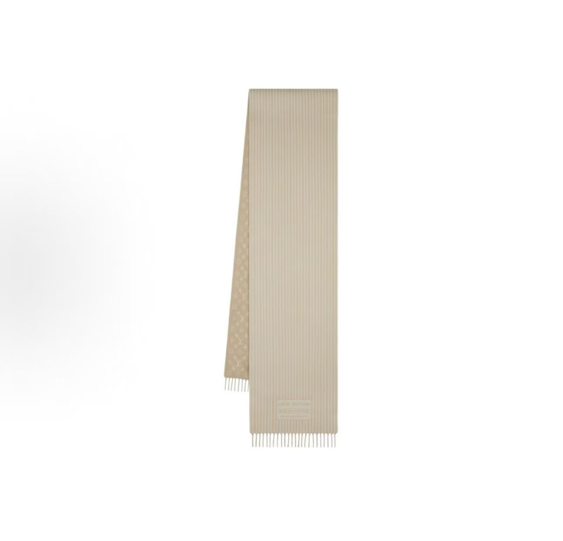 LOUIS VUITTON 流苏饰边 绵羊毛 绒线围巾 男女同款情侣款 35X240 95%纯羊毛 5%