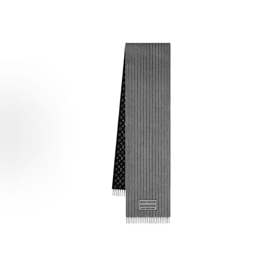 LOUIS VUITTON 流苏饰边 绵羊毛 绒线围巾 男女同款情侣款 35X240 95%纯羊毛 5%