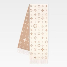 LOUIS VUITTON 标注 Monogram 花卉和 LV 字母40X240山羊绒 绒线围巾 男女同款情侣款 LOUIS VUITTON 标注 Monogram 花卉和 LV 字母40X240山羊绒 绒线围巾 男女同款情侣款