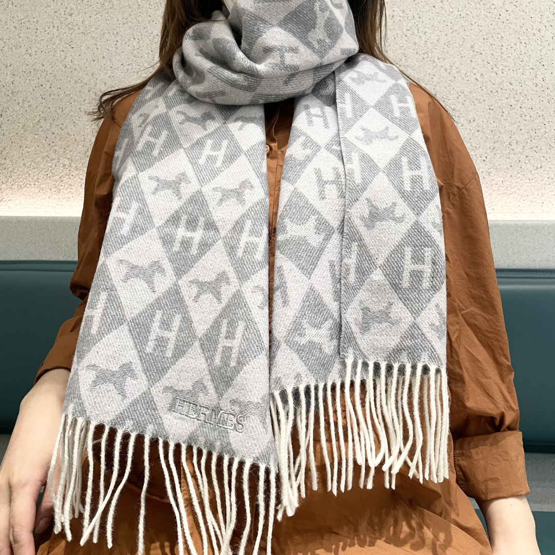 Hermes Black Logo Scarf