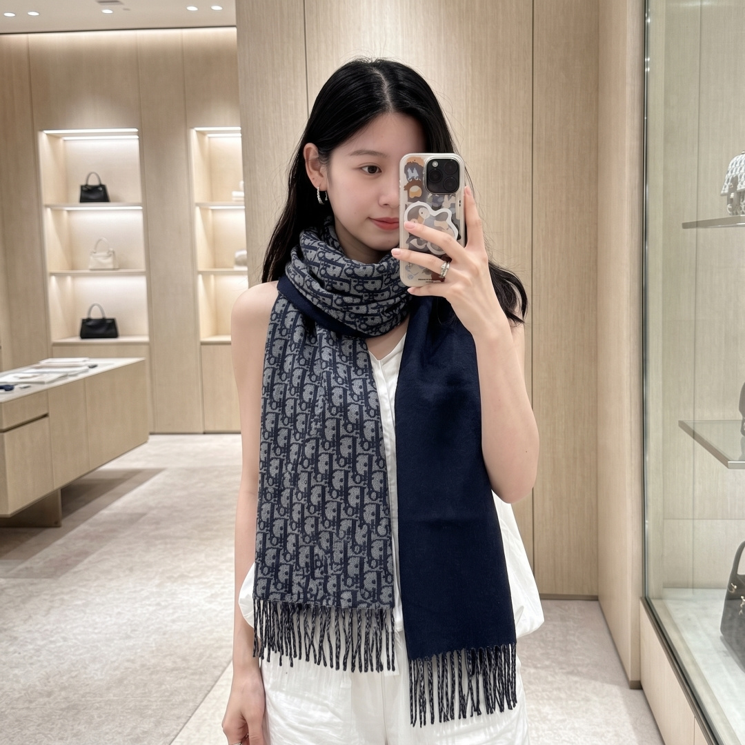 Dior Logo Fringed Scarf