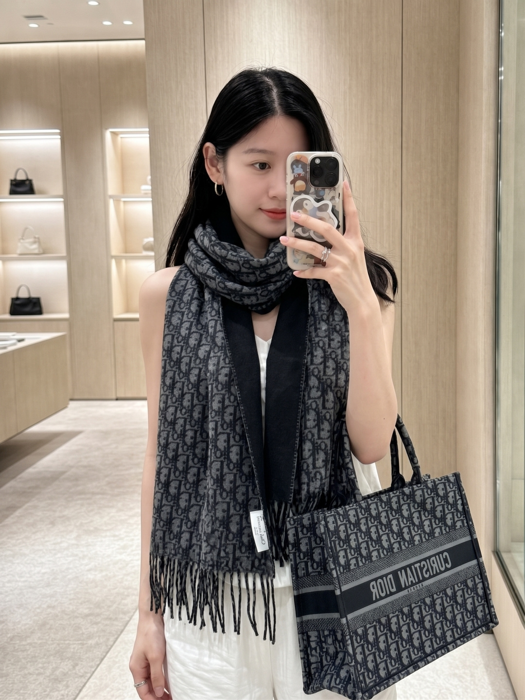 Dior Logo Fringed Scarf