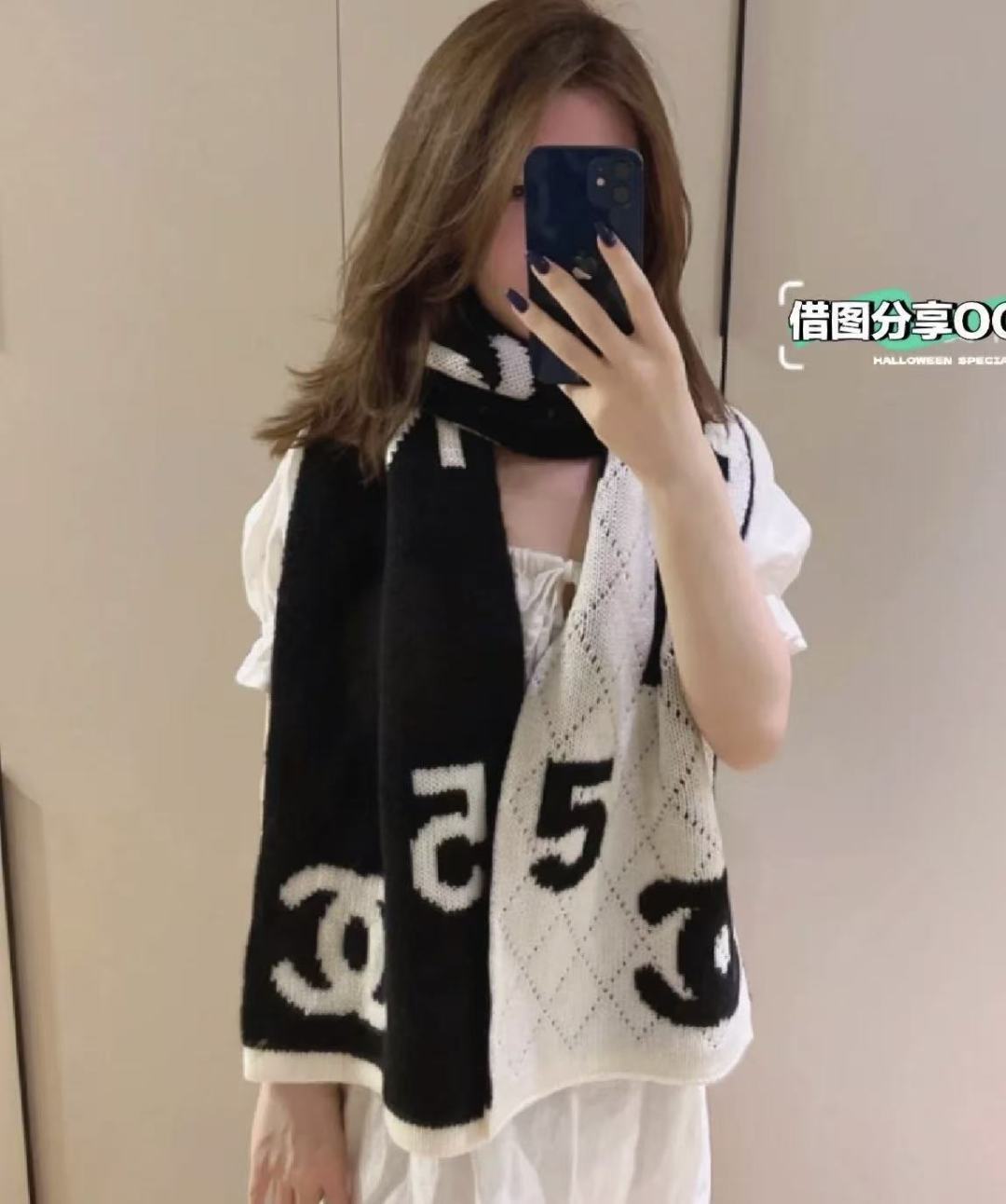 高本版 香奈儿针织双面围巾，顶级高端货👼👏绝美百搭款💋专柜限量哦‼️有钱都很难订到💛💙💜顶级山羊绒针织围巾，整条围巾全部