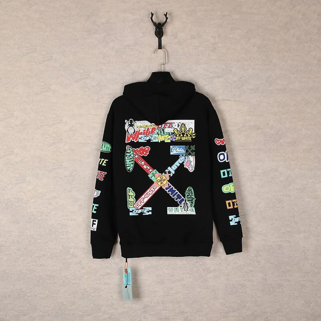 Trendy Hoodie: Black and White Style, Iconic Arrow Pattern, Street Attitude - 图片 4